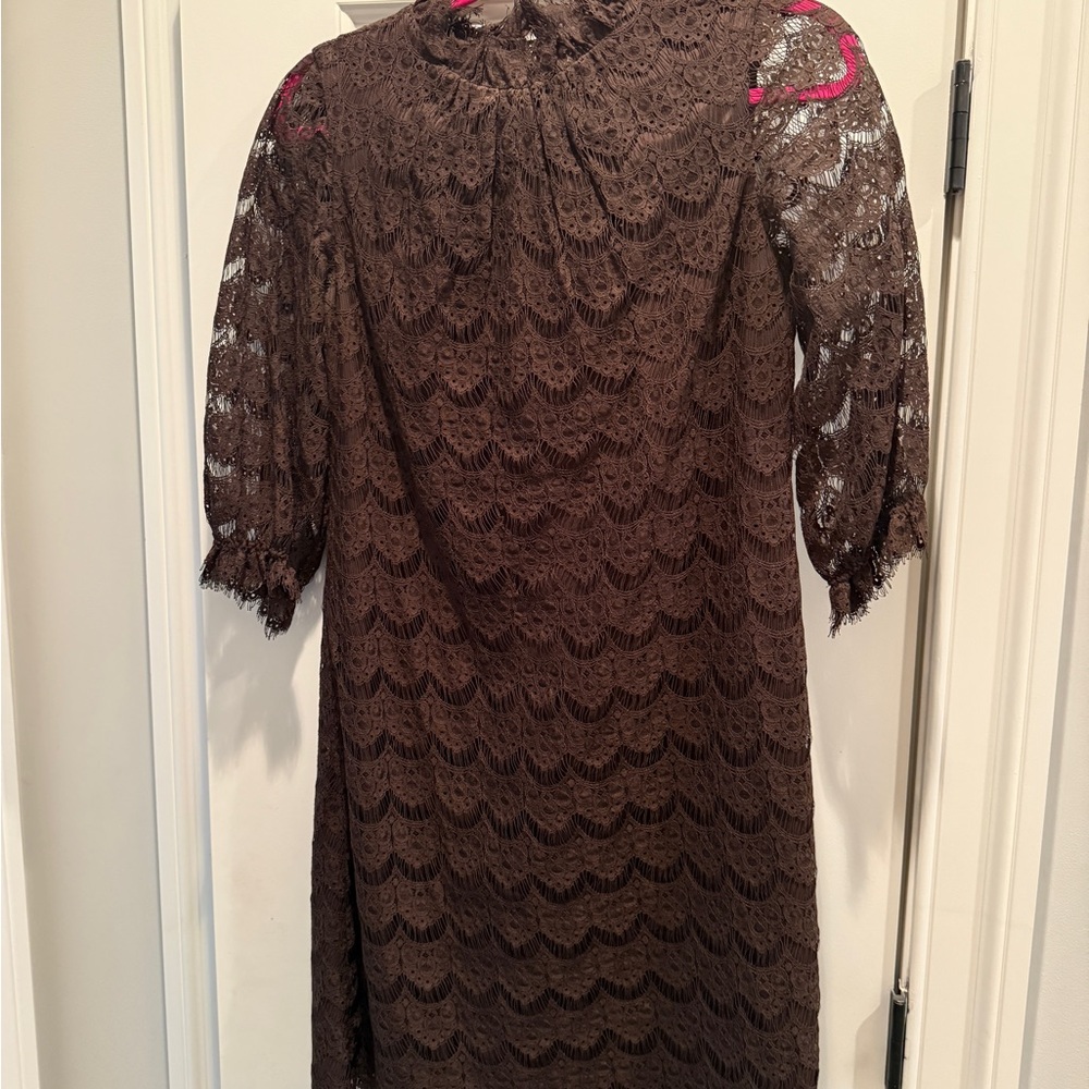 Shoshanna brown Sheath Dress with 3/4 Bishop Sleeves